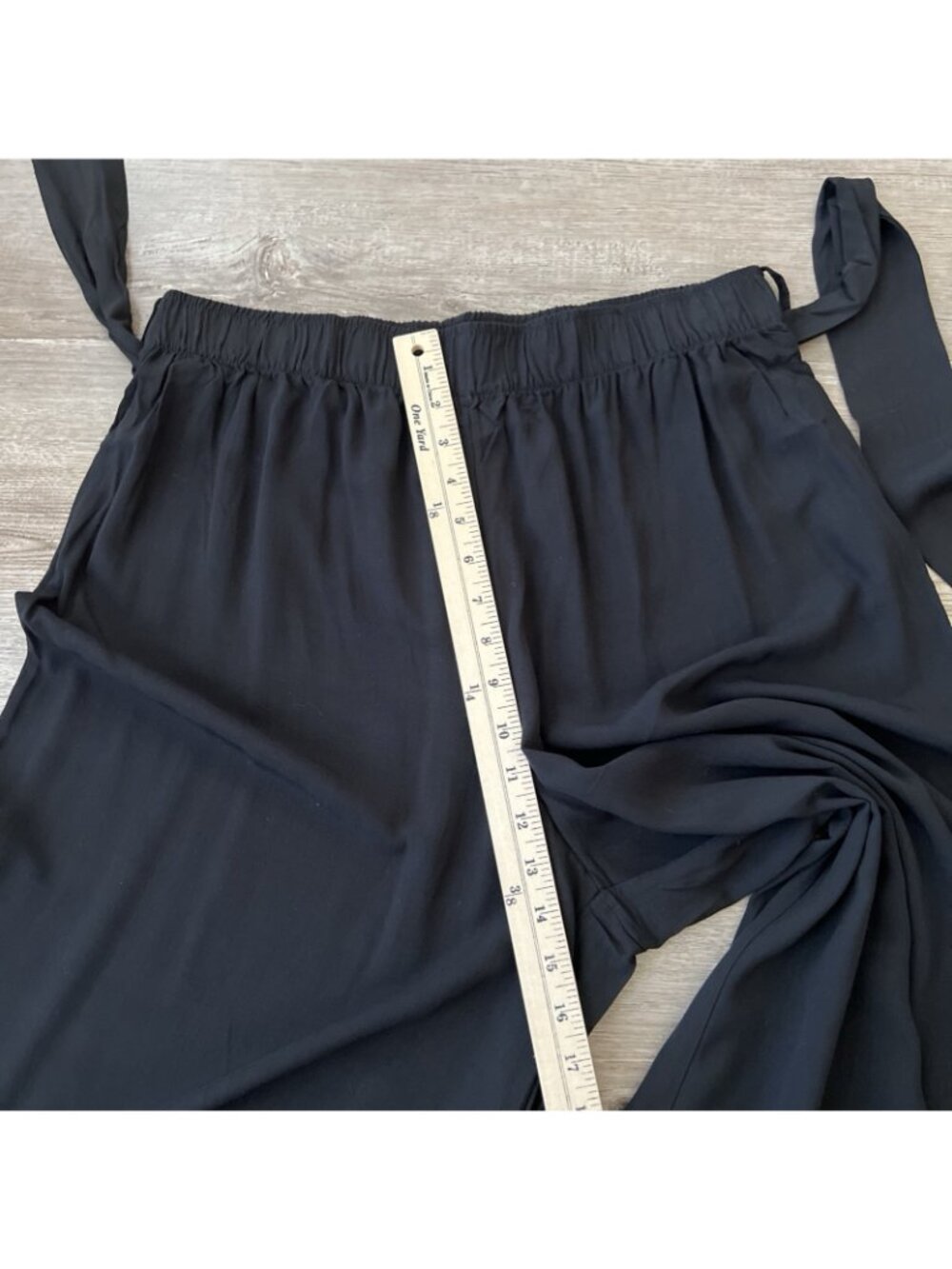 City Chic Island Wide Leg Cropped Pants Womens 12 Black Belted NWT - Picture 7 of 12